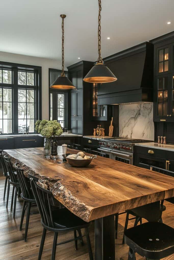 Black and wooden kitchen