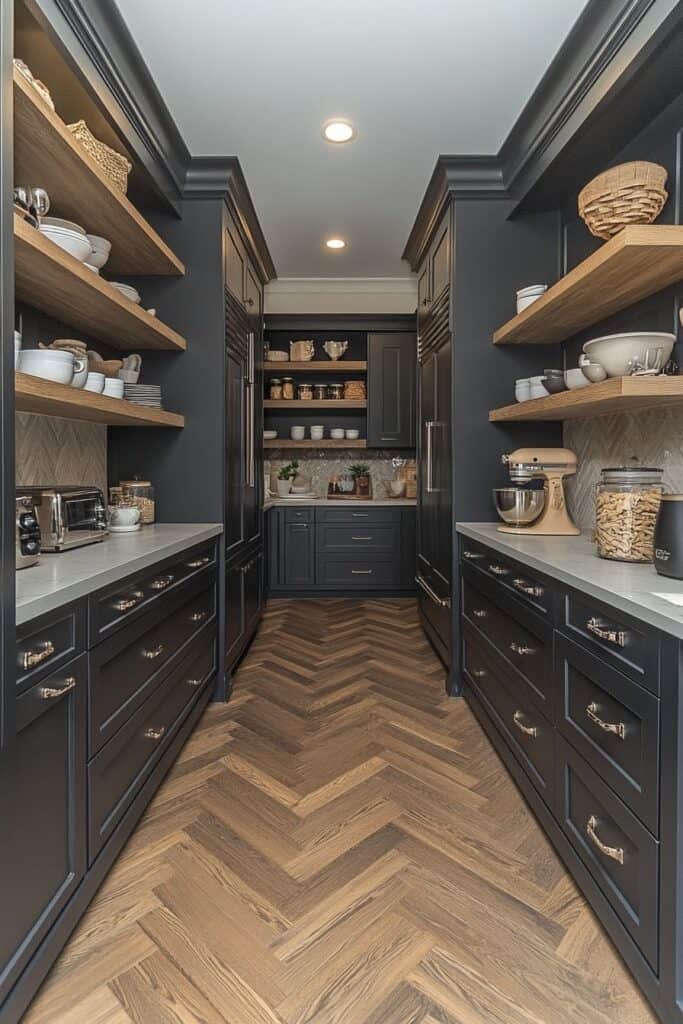 Black and wooden kitchen