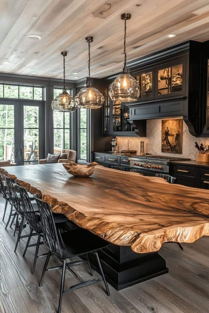 Black and wooden kitchen