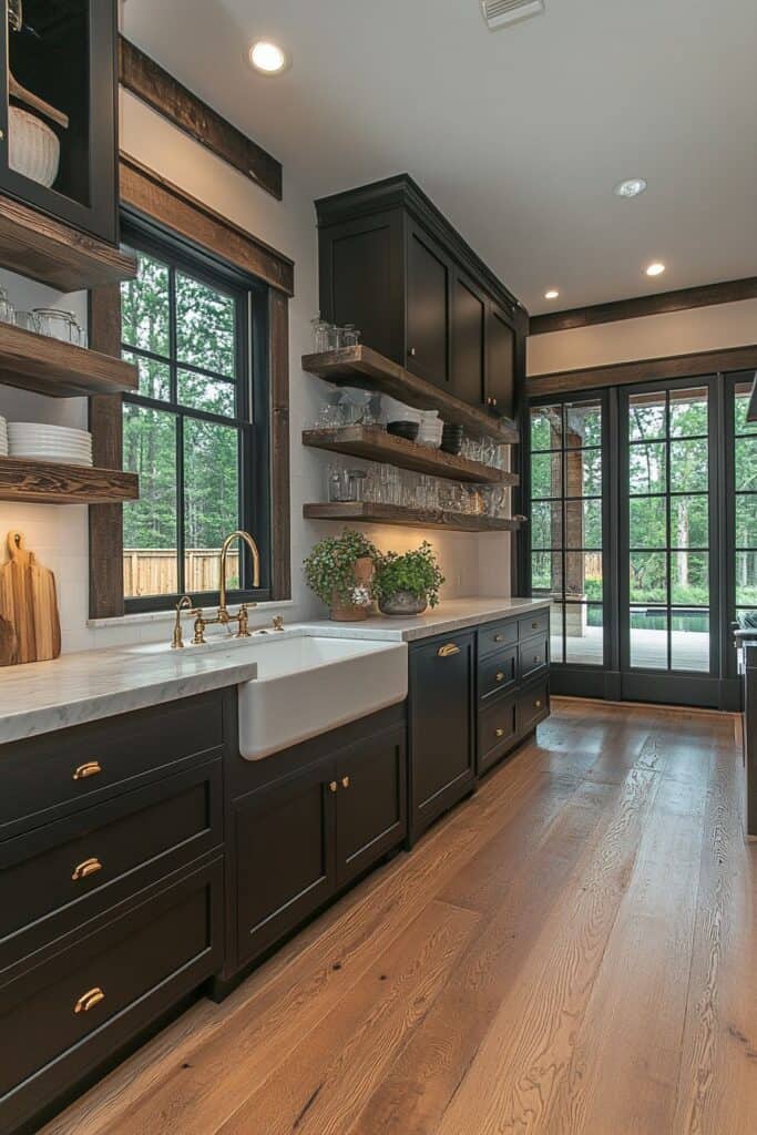 Black and wooden kitchen