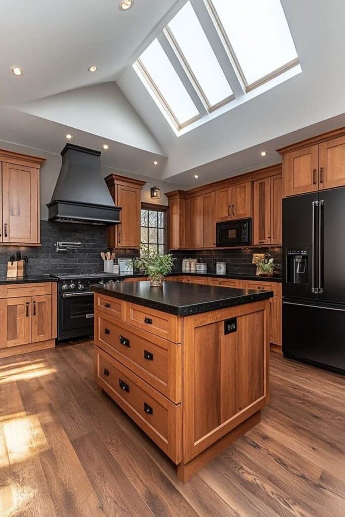 Black and wooden kitchen