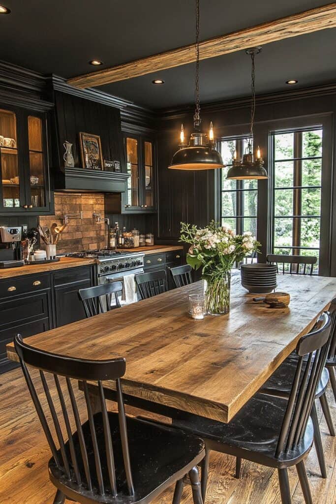 Black and wooden kitchen