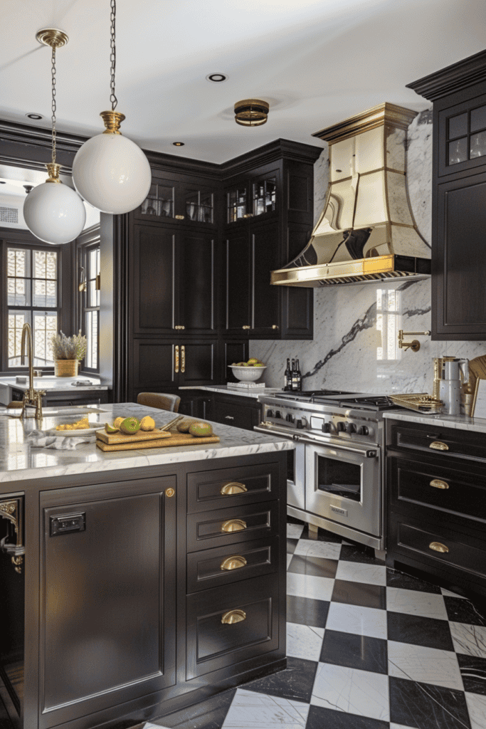 Beautiful French cuisine with black and white accents