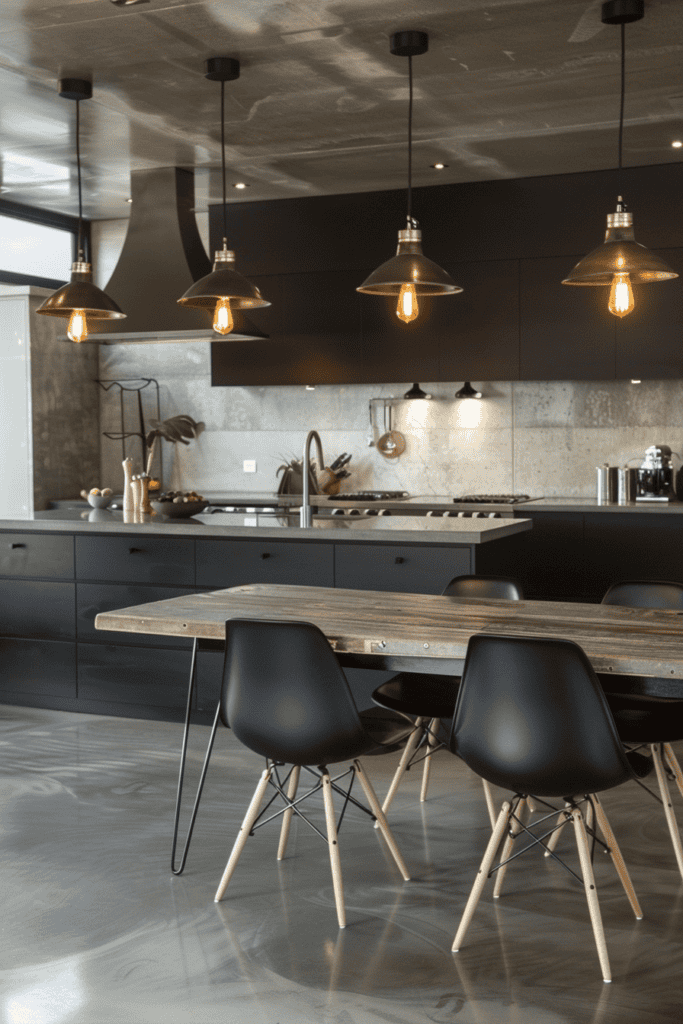 Black modern industrial kitchen 