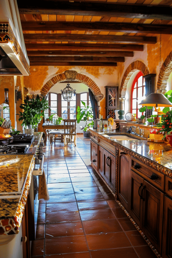 Mexican Hacienda kitchen with Arch because of