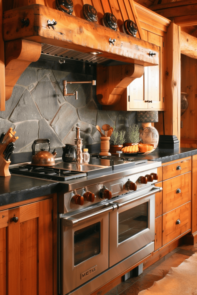 Orange cabinets in the kitchen