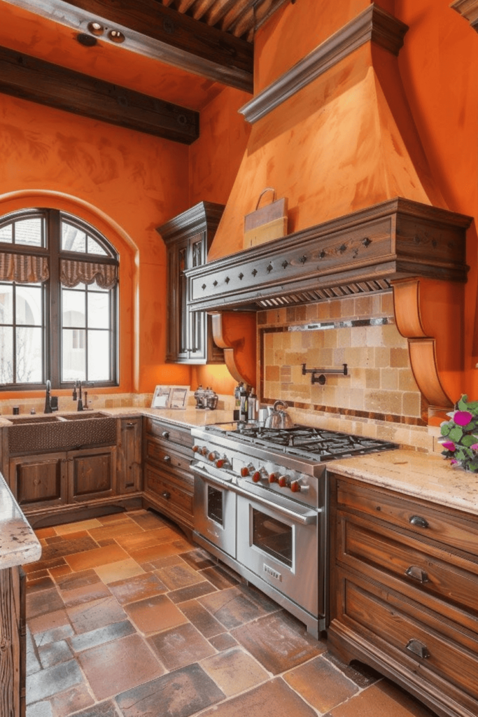 Tuscan cuisine with orange and earth tones