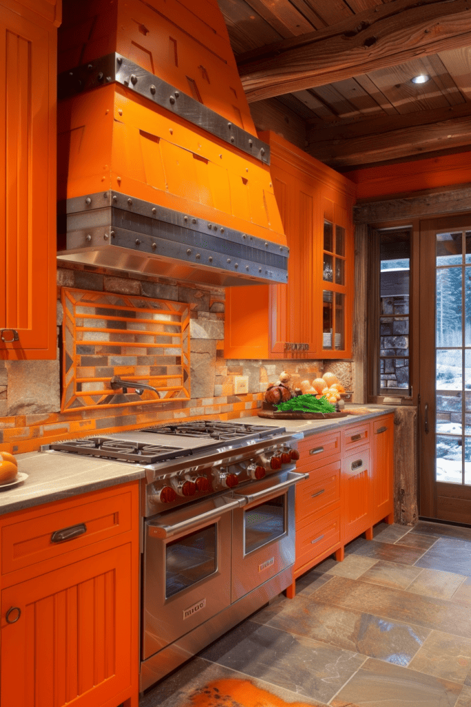 Fat orange kitchen cupboards