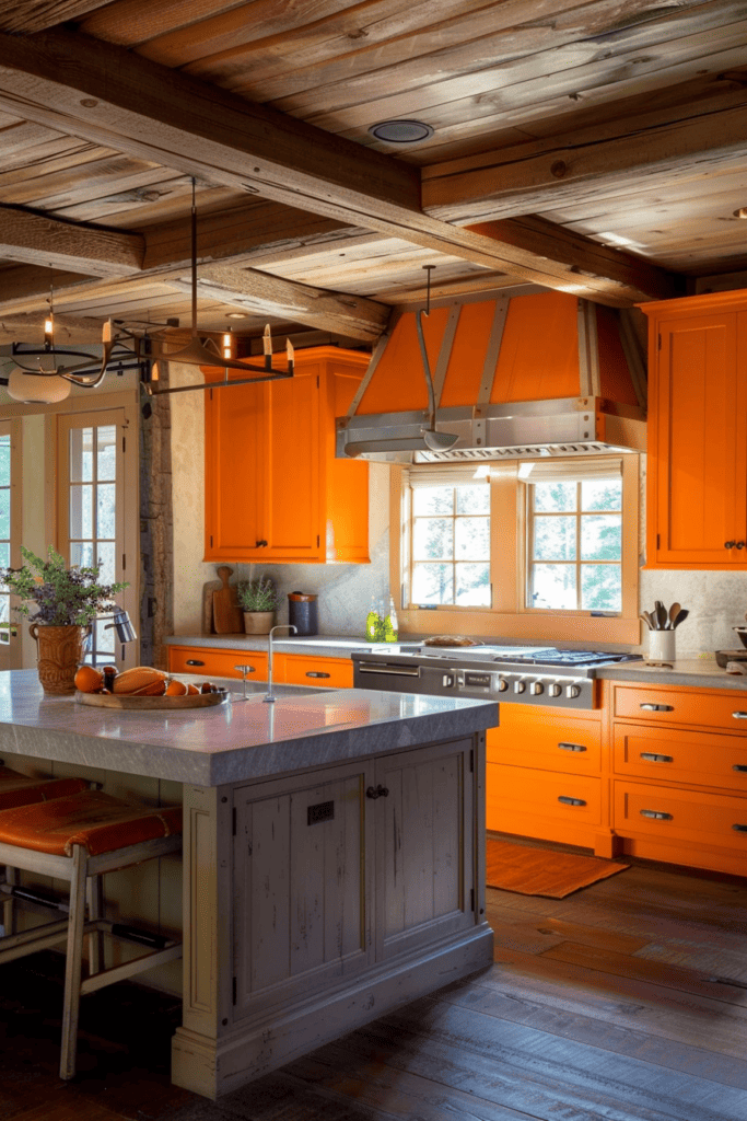 lively orange cupboards