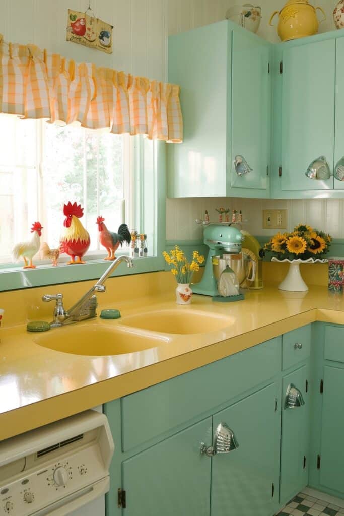 Retro kitchen with roosters