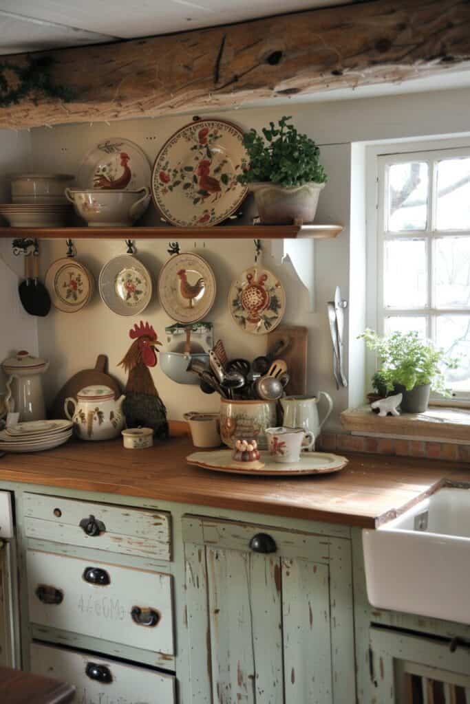 Rustic farmhouse rooster kitchen