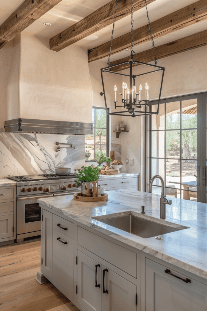 rustic gray Spanish Villa Kitchen 