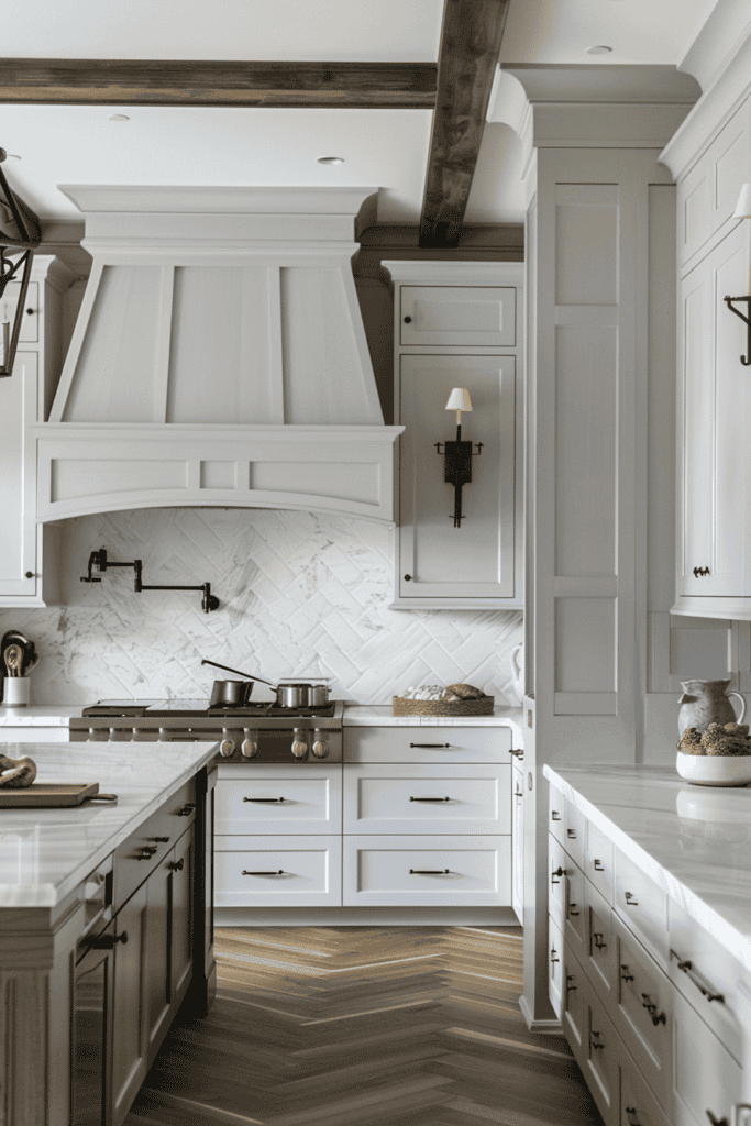 modern Spanish Villa Kitchen in gray and white