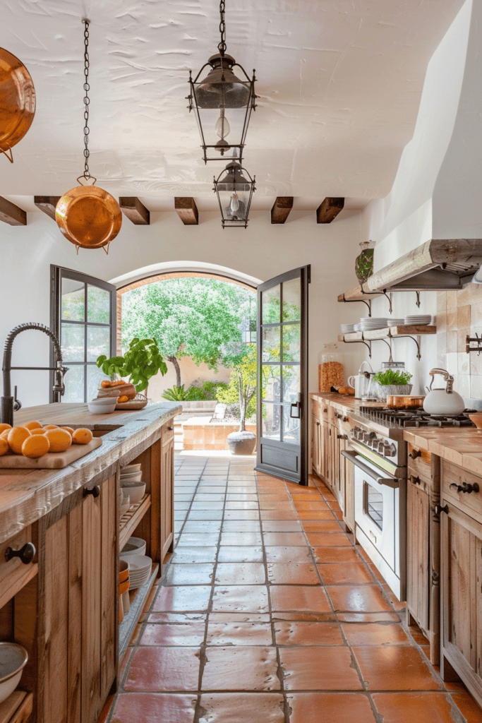 open concept Spanish Villa Kitchen that goes outdoors