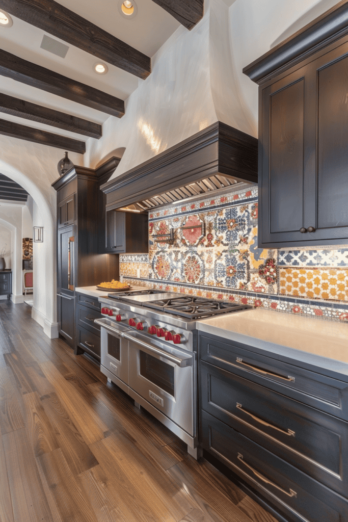 beautiful backsplash in a Spanish Villa Kitchen 