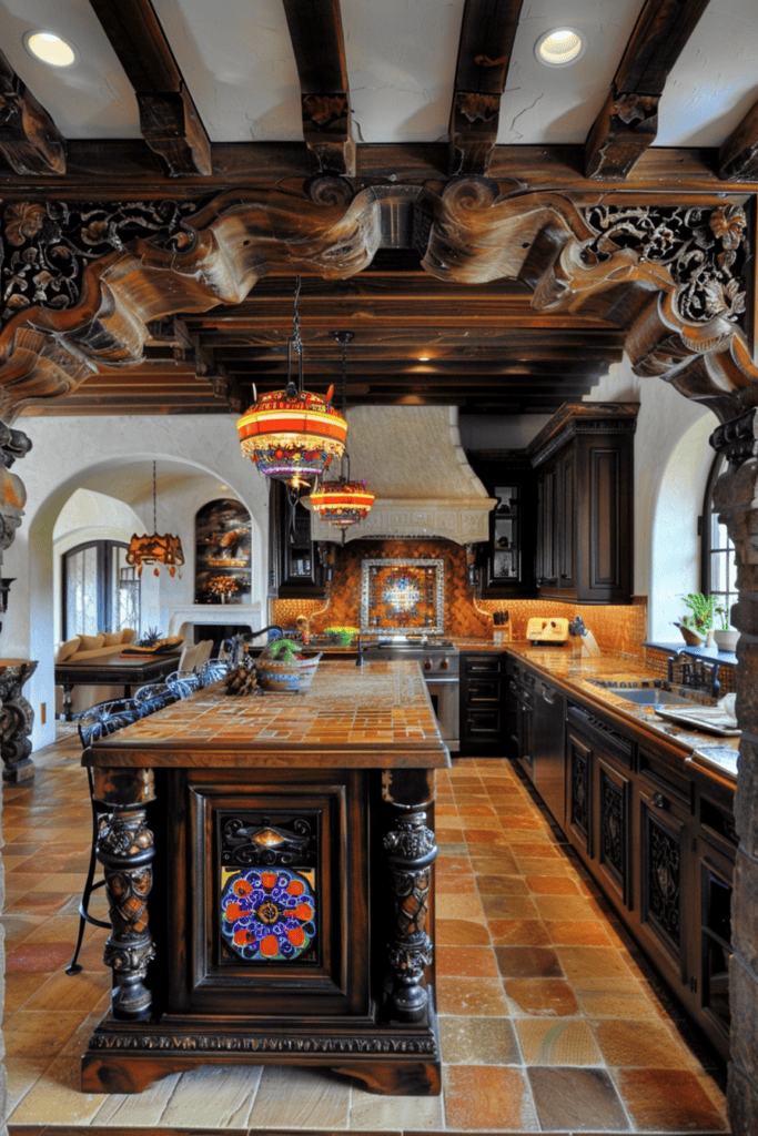 moody Spanish Villa Kitchen 