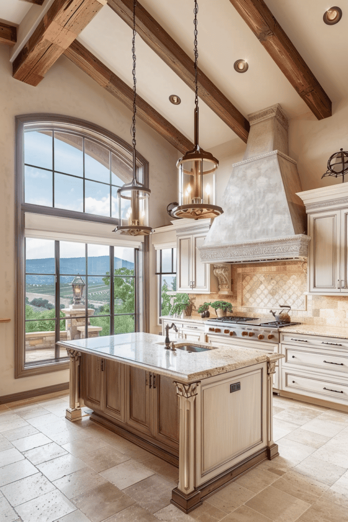 Bright and airy Tuscan cuisine with large window