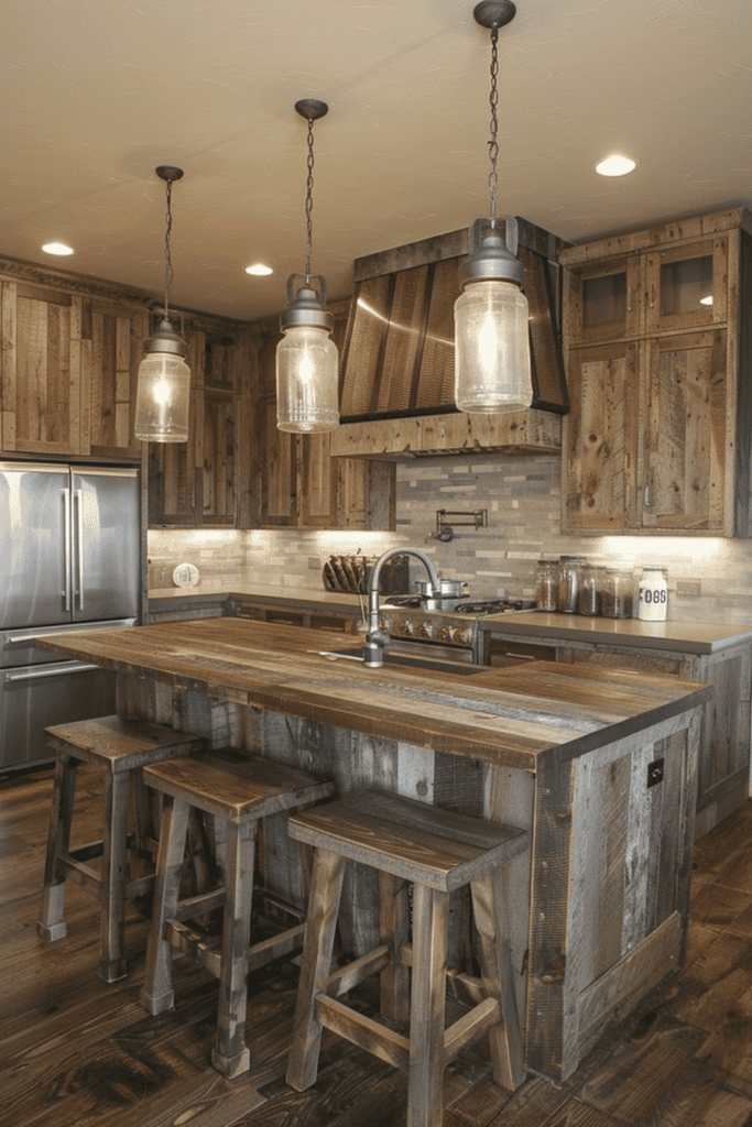 Rustic wood western kitchen 