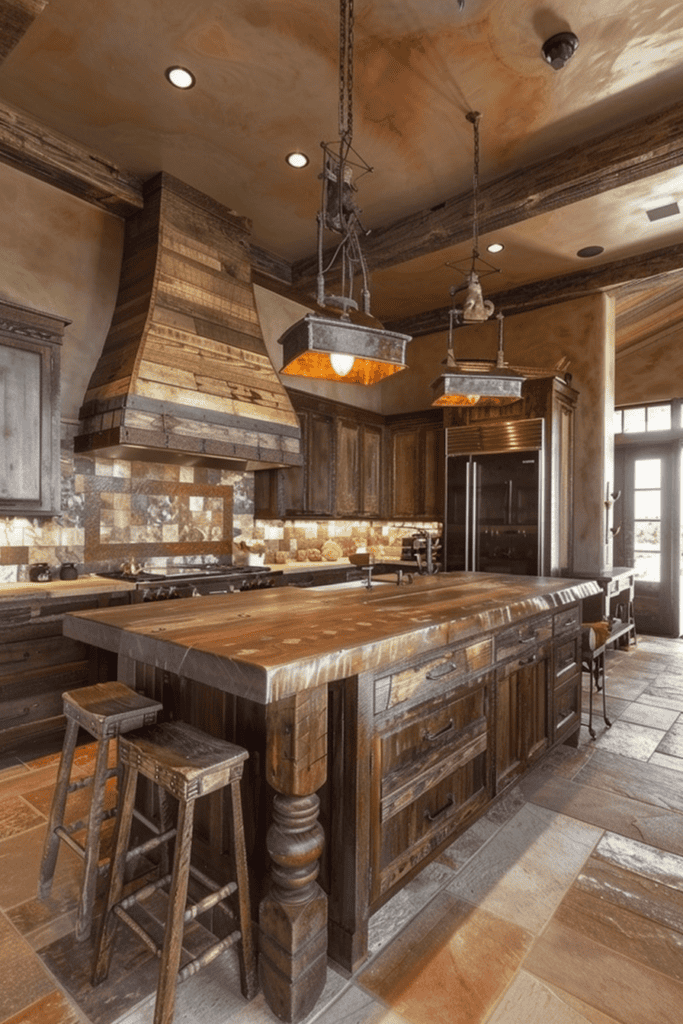 Natural wood accents in a western kitchen 