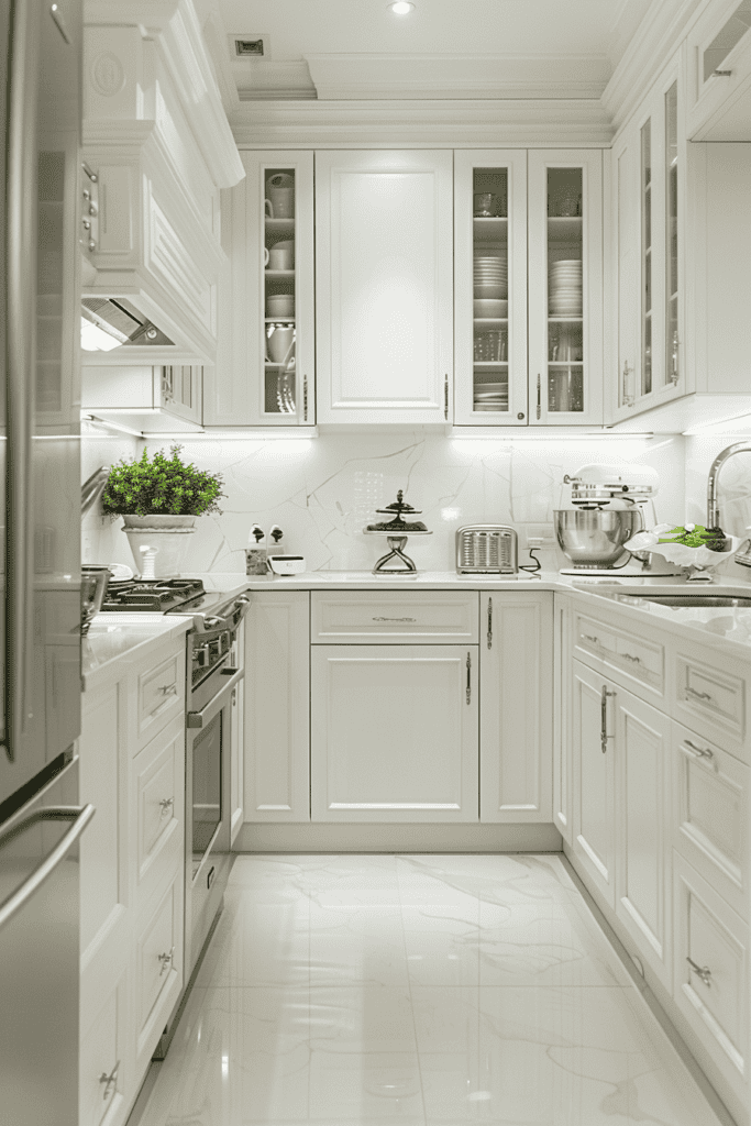 Small white kitchen glass Windo cupboards 