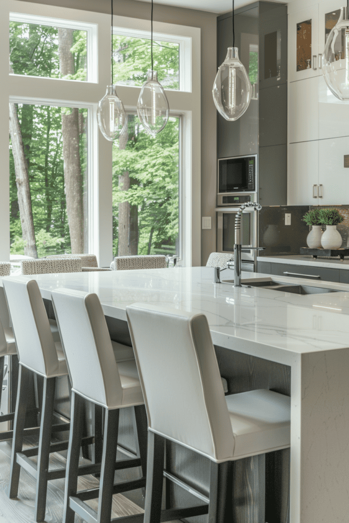 White kitchen with gray accents